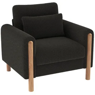 Redom Sessel Lammfell-Optik mit dickem Sitzkissen 87/83/88,5 cm Dunkelgrau , Textil , 83x88.5x87 cm , Wohnzimmer, Sessel, Polstersessel