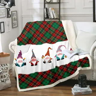 Weihnachten Decke 229x229 Weihnachtsmann Zwerge Decke Werfen Für Kinder Jungen Mädchen Süße Weihnachten Fleece Decke Rot Grün Büffel Karo Fuzzy Decke Skandinavischer Zwerg Sherpa Decke,Weich Warm