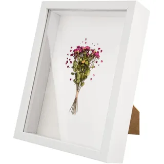 3D-Bilderrahmen, tief 15 x 20 cm, 3D-Rahmen für Objekte bis zu 3 cm, zum Befüllen, für Schattenboxen, quadratisch, Medaillen, Blumen, Erinnerungen, Fotos, Tickets, Malkarten