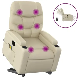 Massagesessel mit Aufstehhilfe Elektrisch Creme Kunstleder - Creme
