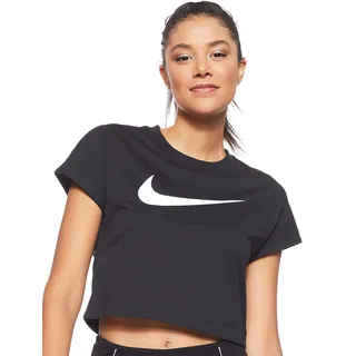 Nike Damen W Nsw Swsh Top Crop Ss T-shirt, Schwarz (Black/White), 2XL