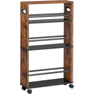 HOOBRO Schmaler Servierwagen 45x15x80 cm Küchenwagen 4 Ebenen 360° Drehbare Räder Geländern EBF15TC01