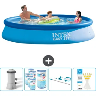 Intex runder aufblasbarer Easy Set-Schwimmpool – 366 x 76 cm – Blau – inklusive Pumpe Filter - Reinigungskit - Teststreifen
