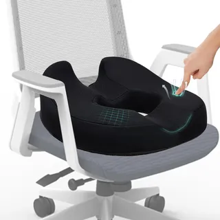 Sitzkissen Orthopädisch Sitzring HämorrhoidenSteißbein Kissen, Donut Sitzring, Orthopädisches Sitzkissen, Memory Foam Steißbeinkissen für Auto, Sofa, Büro & Rollstuhl, A-Schwarz, Standard