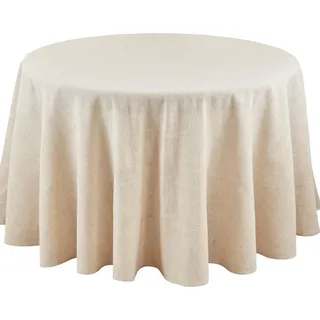 SARO LIFESTYLE Toscana Tischdecke aus Poly- und Leinen-Mischgewebe, ohne Hohlsaum, Naturfarben, 229 cm