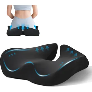 BRO Extra Großes Orthopädisches Sitzkissen mit Ice Silk Bezug, Memory-Schaum Ergonomisches Sitzkissen Steißbein Entlastung für Bürostuhl, Auto und Rollstuhl
