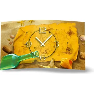 Schatzkarte Designer Wanduhr modernes Wanduhren Design leise kein ticken dixtime 3D-0084 - Gelb