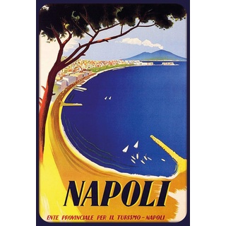 Schatzmix Napoli Strand Meer Italien Italy Metallschild 20x30 Deko tin Sign Blechschild, Blech, Mehrfarbig, 20x30 cm