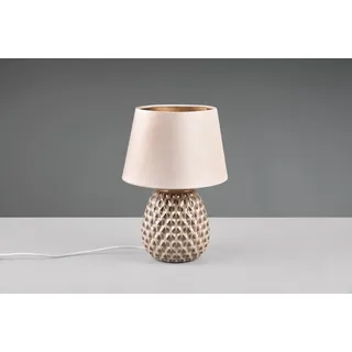Trio Leuchten - Klassisch I Antik Klassische Tischlampe beige 35 cm - Betty I Wohnzimmer I Schlafzimmer - Keramik Rund - LED geeignet E27 - Gold