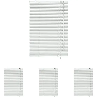 Deco Company Alu-Jalousie ohne Bohren, Zum Klemmen, Inkl. Klemmträgern, Sichtschutz, Lichtschutz, Blendschutz, Aluminium-Jalousie, Weiß, 75 x 130 cm (Packung mit 4)