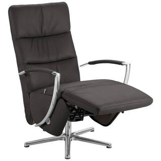 Cantus Relaxsessel , Mokka , Metall , Echtleder , Color-Finish-Leder , 64x112x80 cm , Fußauswahl, Lederauswahl, Stoffauswahl, Relaxfunktion , Wohnzimmer, Sessel, Ledersessel