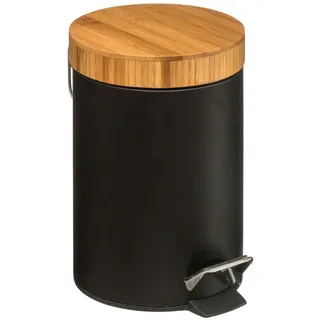 Abfallbehälter Metall Bambus 3 Liter 17x26 cm Dekorativ Mülltonne Modern Deko