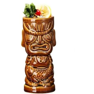 Tiki Becher -Tiki Mugs,Tiki-Gläser für Cocktails,Hawaii Tiki Cup,Keramik Cocktailbecher,Hawaii Cocktailgläser,Cocktail-Getränkebecher,niedliche,exotische Cocktailgläser,Und Party-Deko (Stil 2)