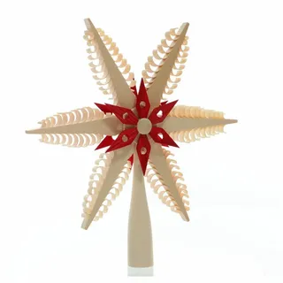 Baum- und Fensterschmuck Martina Rudolph Baumschmuck Christbaumspitze Natur Rot BxHxT 20x21x3cm NEU baumspitze Holzspitze