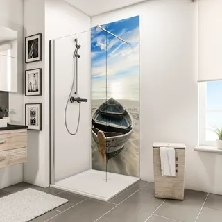 Schulte »ExpressPlus DecoDesign«, Duschrückwand Foto Ruderboot am Strand 210x90cm