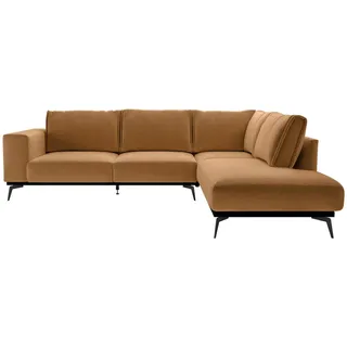 Mid.you Ecksofa , Orange , Holz, Textil , Füllung: Polyurethan (Pur), Silikon , Ottomane rechts, L-Form , 293x200 cm , Made in Eu , Wohnzimmer, Sofas & Couches, Wohnlandschaften, Ecksofas