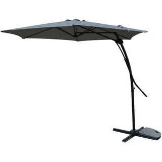 Ampelschirm Sonnenschirm 3,5m Gartenschirm Push Up anthrazit inkl Kreuzfuss