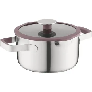 BergHOFF Home Kochtopf 20 cm aus Edelstahl mit Glasdeckel, für Induktion und alle Herdarten, backofenfest bis 180 Grad, spülmaschinenfest, Braun Grau - Braun