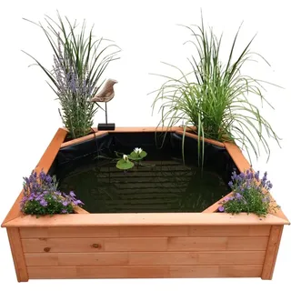 Promadino Hochteich mit 4 Pflanzzonen inkl. Solarpumpe (LxBxH) 144 x 144 x 40 cm