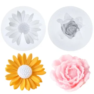 2 Stück Kerzen Silikonformen,Daisy Silicone Kerzenform 3D Jasmine Kerzenform,Silikonform Blumen,Silikonformen Gießformen Kerzen Blumen,Blumenformen für Blumenkerzen,DIY Handgefertigten