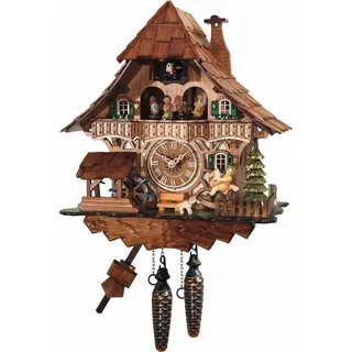 Engstler - 4965_MT - Kuckucksuhr - 1-Tag-Kettenzugwerk - Nussbaum - mit Musik mit Tanzpaar - 34 cm