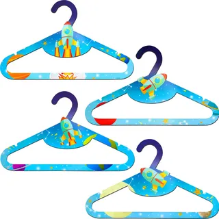 Dalber Kinder-Kleiderbügel aus ökologischem Holz – Rakete – 8 Stück (2 Modelle) – 31 cm – lustiges, sicheres Design für Babys und Kinder – ideal für den Schrank.