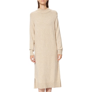 VILA Damen Viril Crew Neck L/S Midi Dress - Noos Kleid, Natural Melange, XL EU