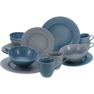 CreaTable Kombiservice »Geschirr-Set Stripes Colors« Service, umlaufendes Rillenrelief, 16 Teile, für 4 Personen, bunt
