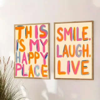 2er Poster Set, This is My Happy Place Wandbilder, OHNE Rahmen (50 x 70 cm)