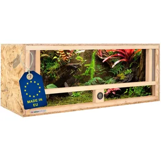 ITA Holz Terrarium 100x40x40 cm mit Frontbelüftung & Integriertem Hygrometer - Holzterrarium aus OSB-3 Platten - Terrarien für Reptilien, Schlangen, Amphibien - EU Produkt, FSC Zertifiziert