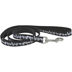 CHAPUIS SELLERIE Leine Gitarrengurt aus Nylon für Hunde Motiv Blumen Schwarz Breite 15 mm Länge 1,20 m Größe S