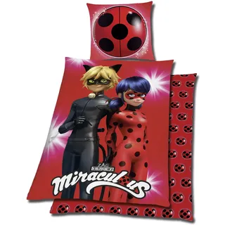 Tex idea Bettwäsche Glatt Miraculous Ladybug Cat Noir Tikki Plugg 135 x 200 Geschenk Neu Wow - All-In-One-Outlet-24 -
