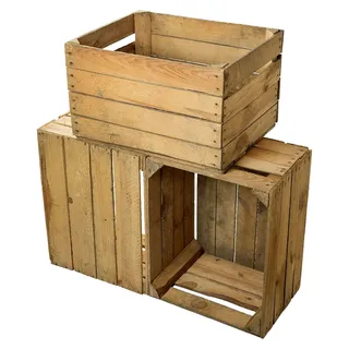 3er Set Vintage Holzkisten - alte Obstkisten - Weinkisten - Natur