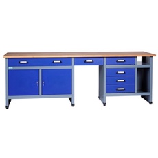 Bild von Werkbank 6 Schubladen und 2 Türen, silberfarben/ultramarinblau, Stahlblech