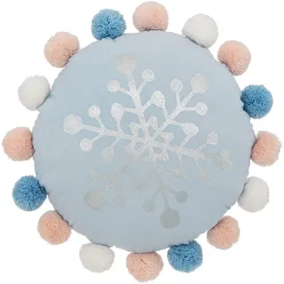 Atmosphera for kids Zierkissen Hiver , Blau , Textil , Rund , 33x33 cm , Babymöbel & Kindermöbel, Babyzimmer, Kinderzimmer Deko