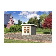 Karibu Holz-Gartenhaus Kumla 1 Terragrau Pultdach Lackiert 200 cm x 200 cm