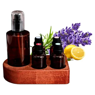 Holzständer für ätherische Öle mit fünf Fächern, Retro Tischorganizer für Bad und Schminktisch