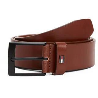 Ledergürtel TOMMY HILFIGER "ADAN 3.5 cm breit EXT", Herren, Gr. 80, braun (winter cognac), Rindsleder, unifarben, Gürtel Ledergürtel, Metalllogopatch, Einfachdornschnalle