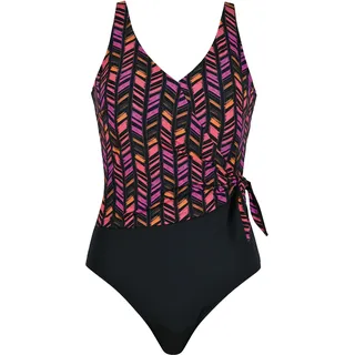 Badeanzug NATURANA "Marado", Damen, Gr. 44, Cup C, schwarz, pink, Obermaterial: 74% Polyamid, 26% Elasthan. Futter: 76% Polyamid, 24% Elasthan. Miedereinsatz: 74% Polyamid, 26% Elasthan, gemustert, Badeanzüge Badeanzug, V-Ausschnitt, gemustert, bequem, modisch