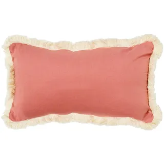 DRW Rechteckiges Kissen aus Polyester, Baumwolle und Leinen mit Reißverschluss in Rosa, 50 x 10 x 30 cm