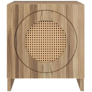 Skandica Massivholznachttisch Harmark mit Rattan-Detail, Eiche Antik - geölt , Eiche Wotan , Eichenholz , 44x50x34 cm , Schlafzimmer, Nachtkästchen
