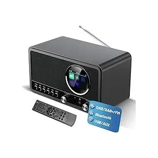 DAB Plus Radio mit Bluetooth,DAB+ / FM Radio mit Fernbedienung und Netzbetrieb,Digitalradio Küchenradio Radiowecker mit Zweifacher Alarm,USB/AUX Hafen,Sleep-Timer, 30 voreingestellte Sender
