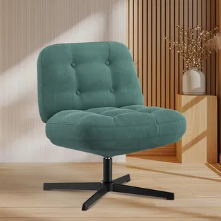 COLAMY Sessel Wohnzimmer, 360° Drehbarer Loungesessel mit Entspannung, Relaxsessel Gepolsterter Sofasessel mit Metallbeinen für Schlafzimmer, Polsterstuhl Akzentsessel für Heimbüro, Grün