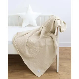 LOOLAY Musselin Decke 150x200cm – 100% Europäische Baumwolle – Leicht Atmungsaktiv – musselindecke Sommer für Kinder – Wickeldecke, Reisedecke und Strandtuch (Beige)