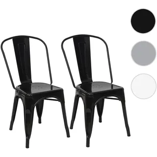 2er-Set Stuhl HWC-A73, Bistrostuhl Stapelstuhl, Metall Industriedesign stapelbar ~ schwarz