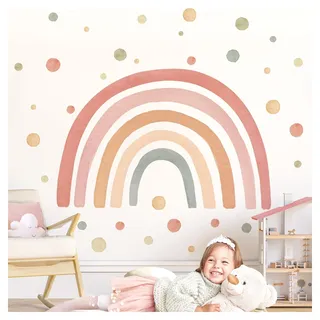 Little Deco Wandtattoo Regenbogen mit Punkten rot gelb grün DL5086 L