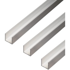 Alberts 498481 U-Profil | Aluminium, natur | 1000 x 20 x 20 mm | 3er Set