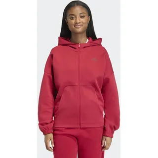 Kapuzensweatshirt ADIDAS SPORTSWEAR "W FI SL FZ HD", Damen, Gr. M, rot (active maroon), Obermaterial: 68% Baumwolle, 32% Polyester, normal, Rundhals, angesetztes Bündchen, Sweatshirts Kapuzensweatshirt