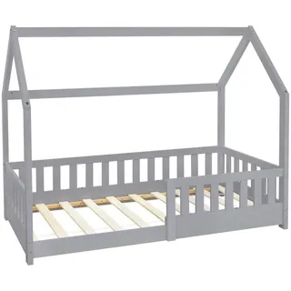 ML-Design Kinderbett mit Dach 80 x 160 cm Kiefer massiv grau
