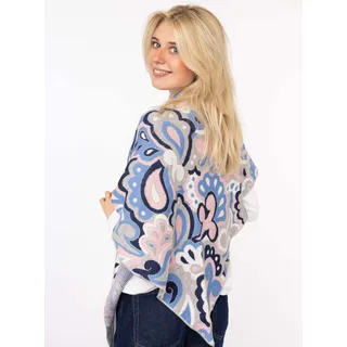 Dreieckstuch ZWILLINGSHERZ "Paisley all over", Damen, blau grau, Strick, Materialmix, gemustert, mehrfarbig, Modetücher Dreieckstuch, modisches Muster, Strick, wärmend